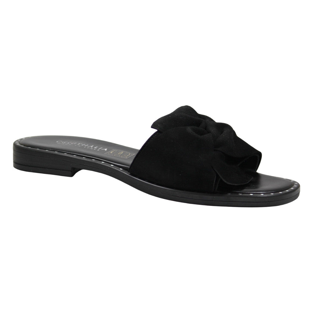 Ciabatte eleganti con fiocco in pelle - Donna