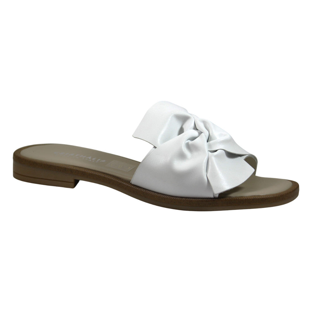 Ciabatte eleganti con fiocco in pelle - Donna