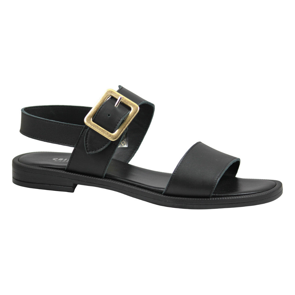 Sandali bassi con fibbia ricoperta in pelle - Donna