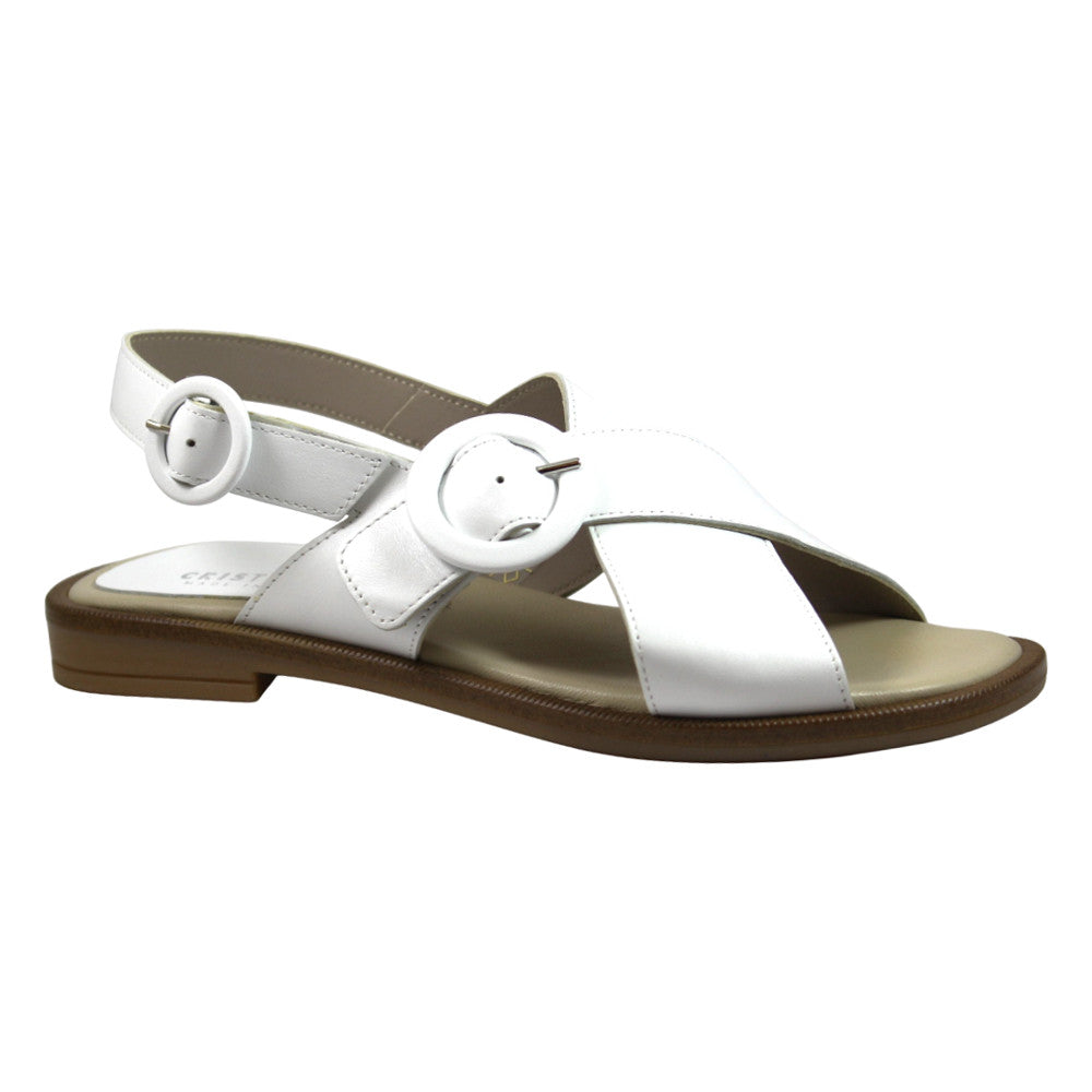 Sandalo elegante in pelle con fibbie rotonde - Donna