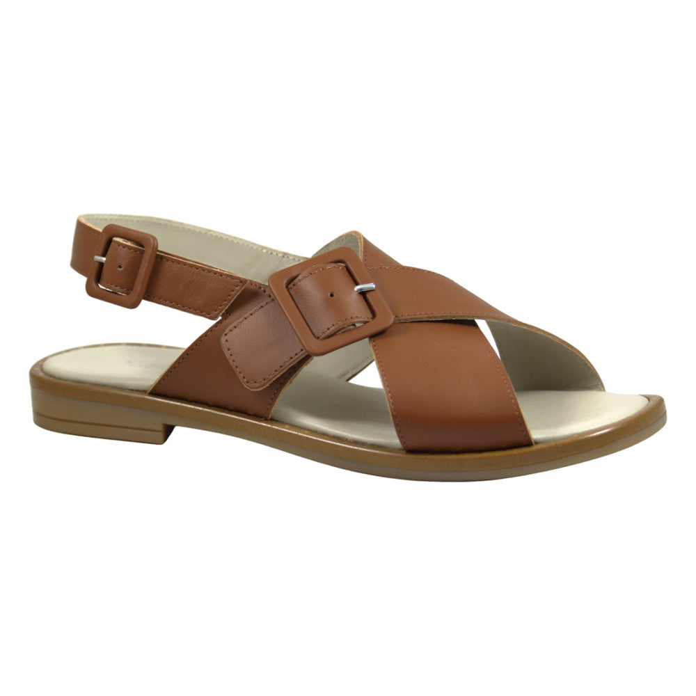Women's Cross-Strap Sandals with Buckle