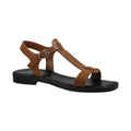 Sandale artisanale à brides en cuir - Femme - Caramel