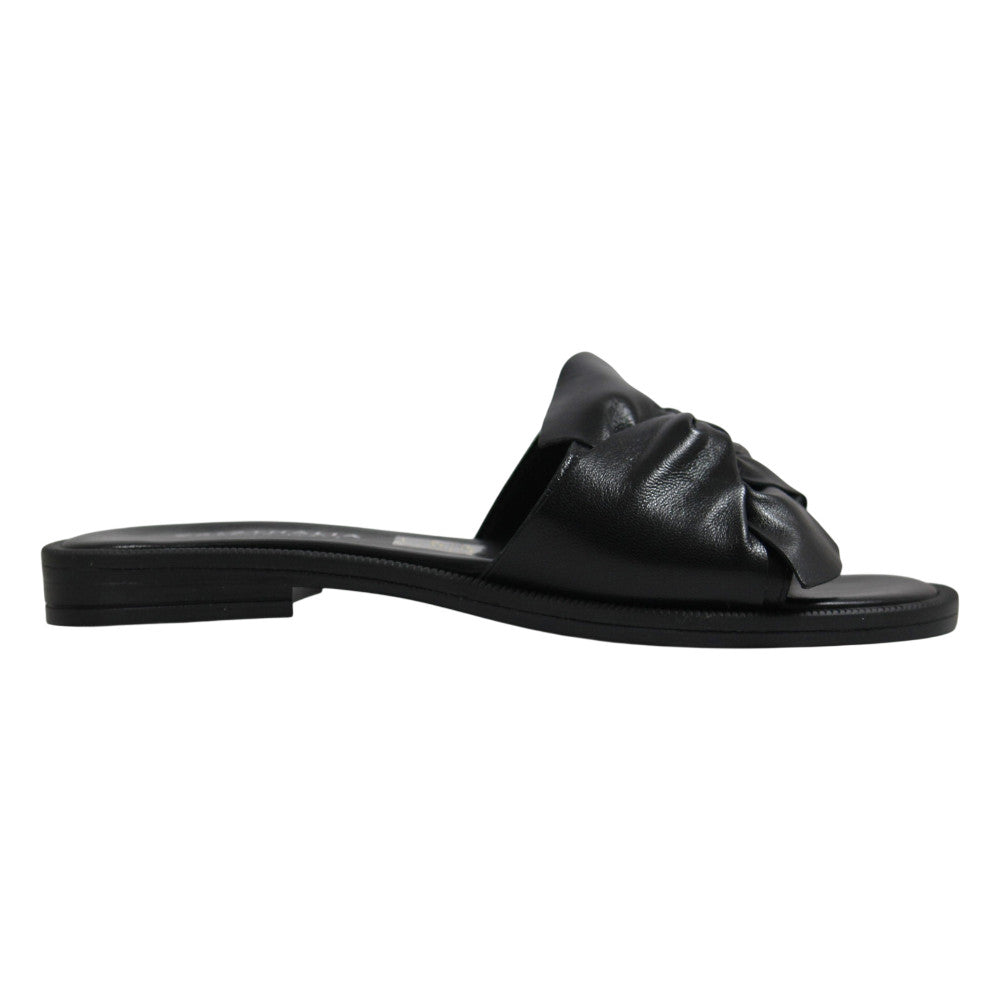 Sandalo donna in pelle nera con fiocco, vista frontale – Made in Italy Cristhàlia