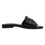 Sandalo donna in pelle nera con fiocco, vista frontale – Made in Italy Cristhàlia
