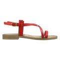 Sandalo flat con fascette rosso corallo, vista frontale – Cristhàlia