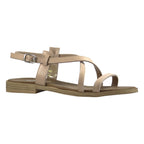 Sandalo artigianale flat rosa nude con cinturino, vista laterale – Cristhàlia