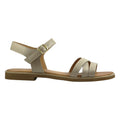 Sandalo flat beige con fasce incrociate in pelle – vista laterale – Cristhàlia