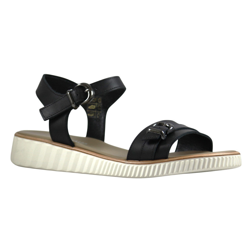 Sandalo platform donna pelle nera con fascia hardware morsetto e suola bianca – Cristhàlia Nuova Collezione 2026