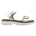 Sandalo donna in pelle bianca con doppia fascia e fibbia dorata, suola chunky – Cristhàlia Outlet