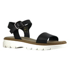 Sandalo donna fascetta larga in pelle nera con suola chunky – vista frontale – Cristhàlia