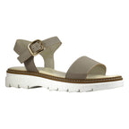 Sandalo donna fascetta larga in pelle tortora con suola chunky – vista frontale – Cristhàlia