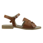 Sandalo flat donna in pelle cuoio con nodo – vista laterale – Cristhàlia